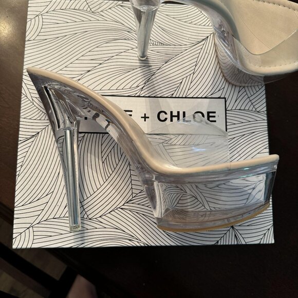 Chase & Chloe Open Toe Clear Transparent Stiletto High Heels Platform Sandals - Picture 6 of 9